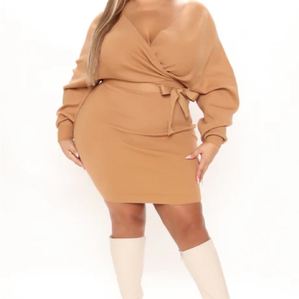 Rona Sweater Mini Dress - Camel